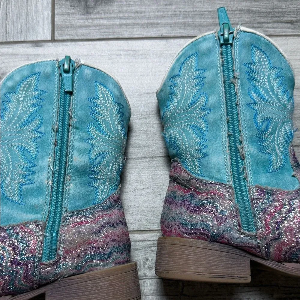 Baby/Toddler Sparkle Western Boots in Blue and Pink